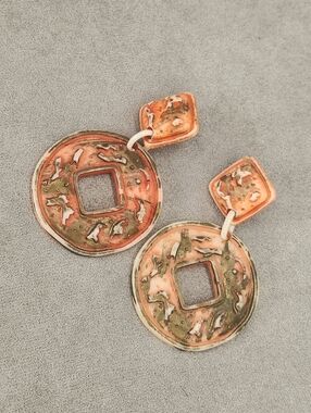 Chunky Round Earrings Salmon Pink Boho